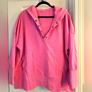 Oversized Hooded Sweatshirt, Rose Pink, Large